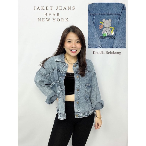 Jaket Jeans Bear New York Jeans Premium Jaket Jeans Import Good Quality Women Jeans Jaket Fashion Import