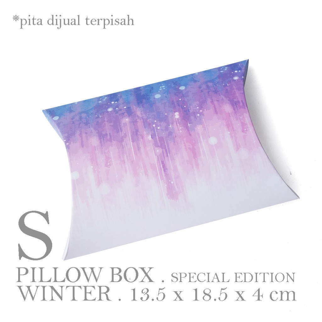 

kardus pillow box spesial edition winter dus kemasan wedding souvenir hampers sovenir pernikahan small size 13.5x18cm