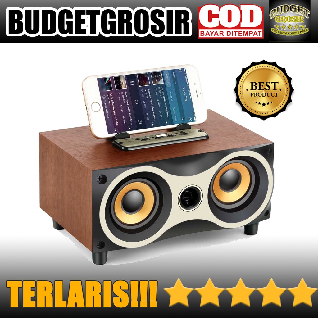 Speaker Bluetooth Portable Subwoofer FM Radio Wood Design 2000mAh - XM6