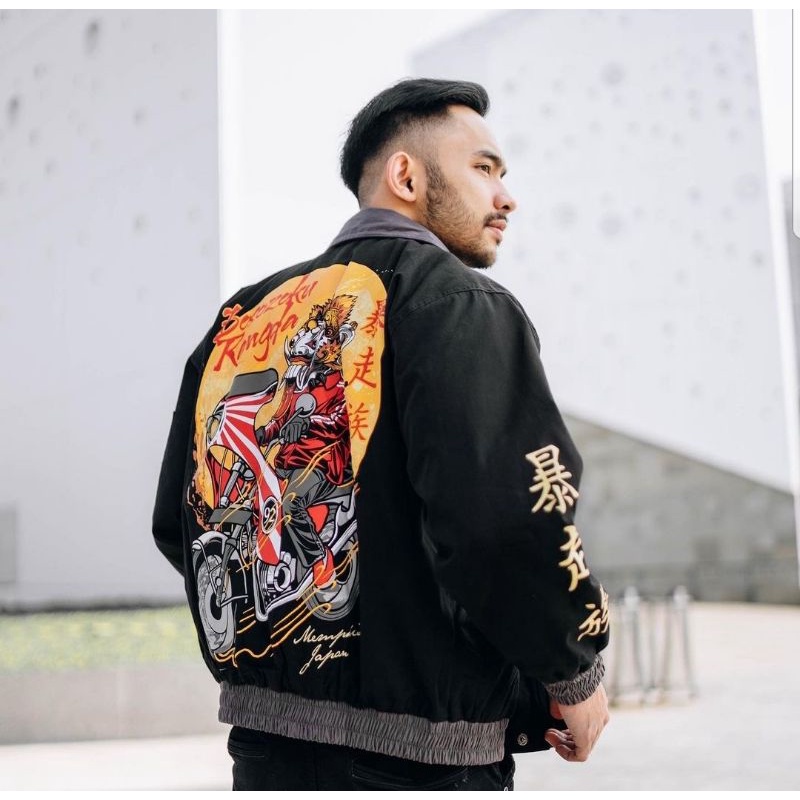 STHIRA | BOSOZOKU RANGDA BOMBER RETRO JACKET | JAKET VINTAGE PAK JOKOWI | MEMPHIS ORIGINS
