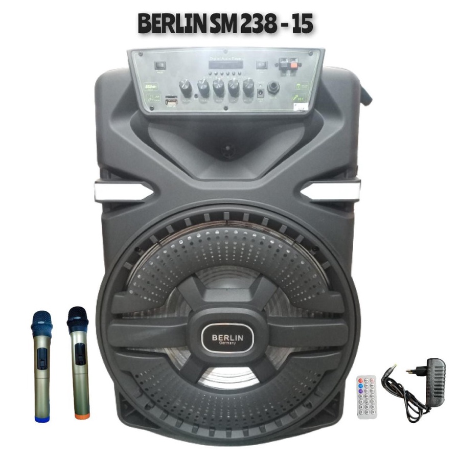 SPEAKER AKTIF 15 INCH BERLIN SM 238 - 15 USB BLUETOOTH TROLLEY SPEAKER