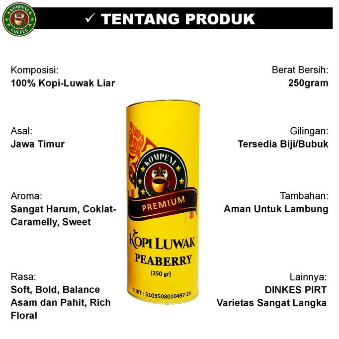 

Apoj0S Kopi Luwak Liar Peaberry (Kopi Lanang / Kopi Jantan) - Biji