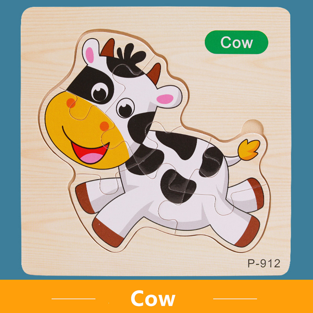 Puzzle hewan kartun/ Mainan puzzle kayu anak  / wooden puzzle toys / Mainan Edukasi anak bayi /