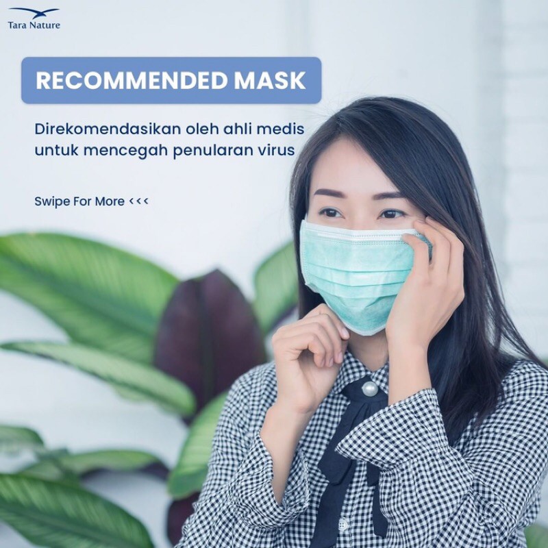 Masker Medis 4 PLY Tara nature isi 40 Earloop Headloop