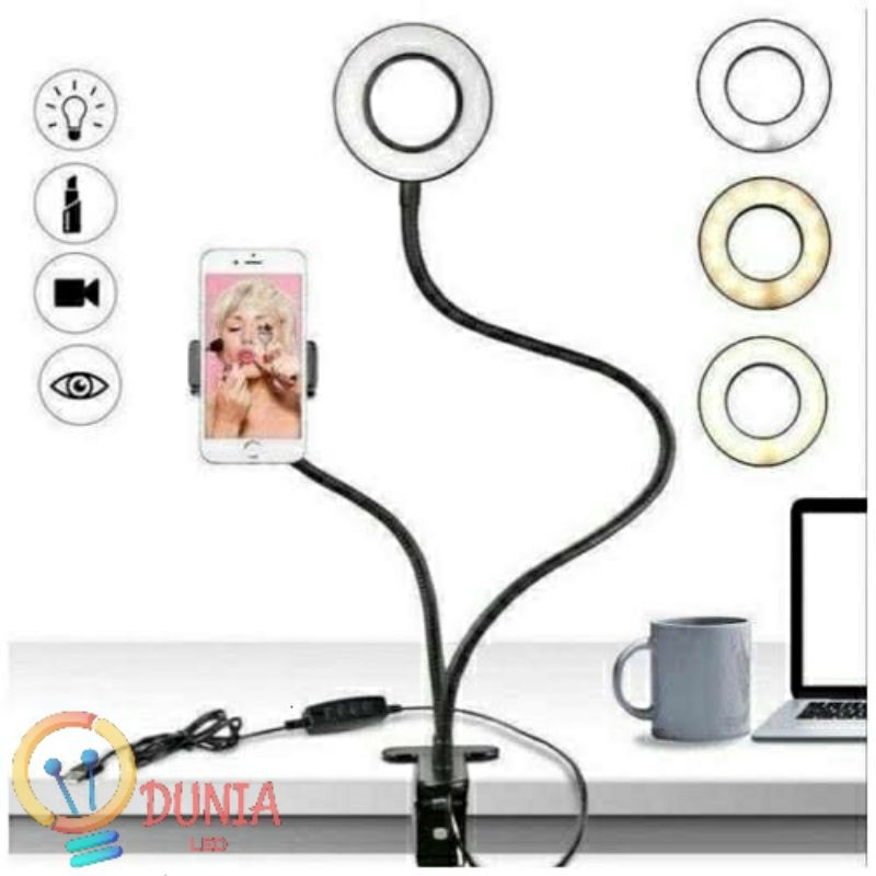 Ring Light / Lampu Jepit Meja / Lazy Pod Phone Holder