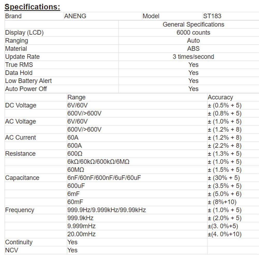Solighter Digital Clamp Meter Multifungsi True RMS Hz Kapasitansi NCV Ohm Tes Tester Arus Listrik