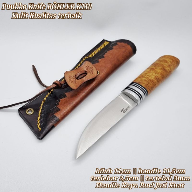 pisau pukko bajaBohler handle kayu bohler sarung kulit berkualitas