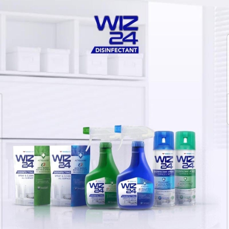 Wiz24 Desinfectan Spray Clean Scent 450ml - Wiz 24 Wiz Desinfektan Sprei Biru