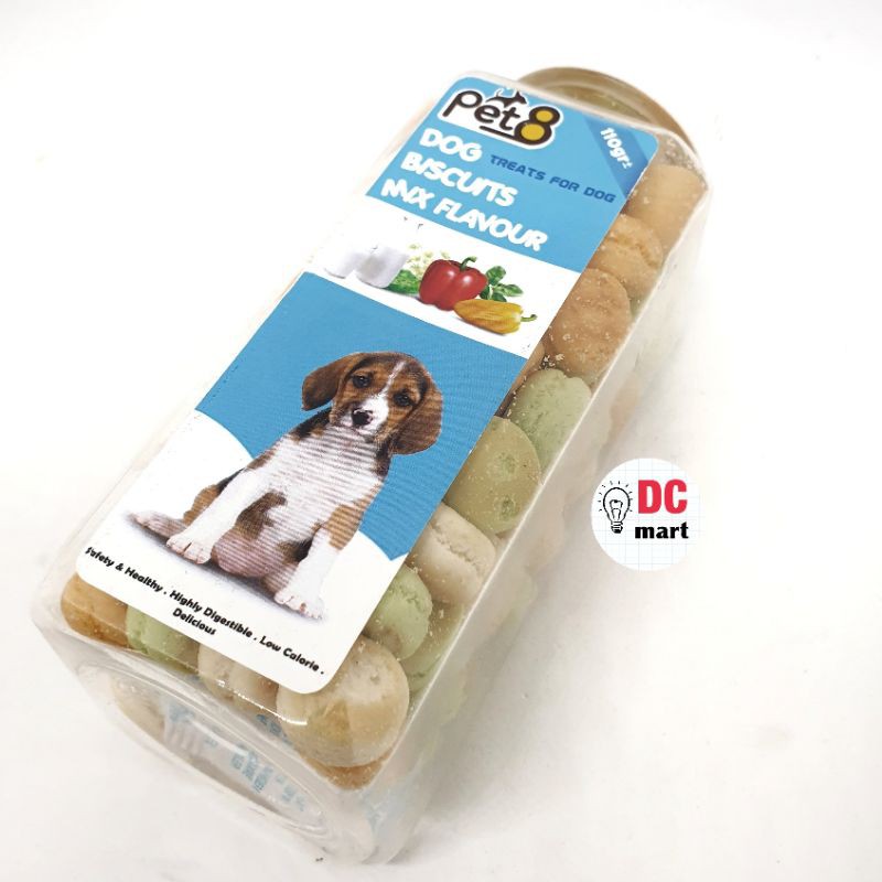 PET8-DOG BISCUIT 110 Gr / Bone/ Round / Biskuit Rasa Hewan Anjing