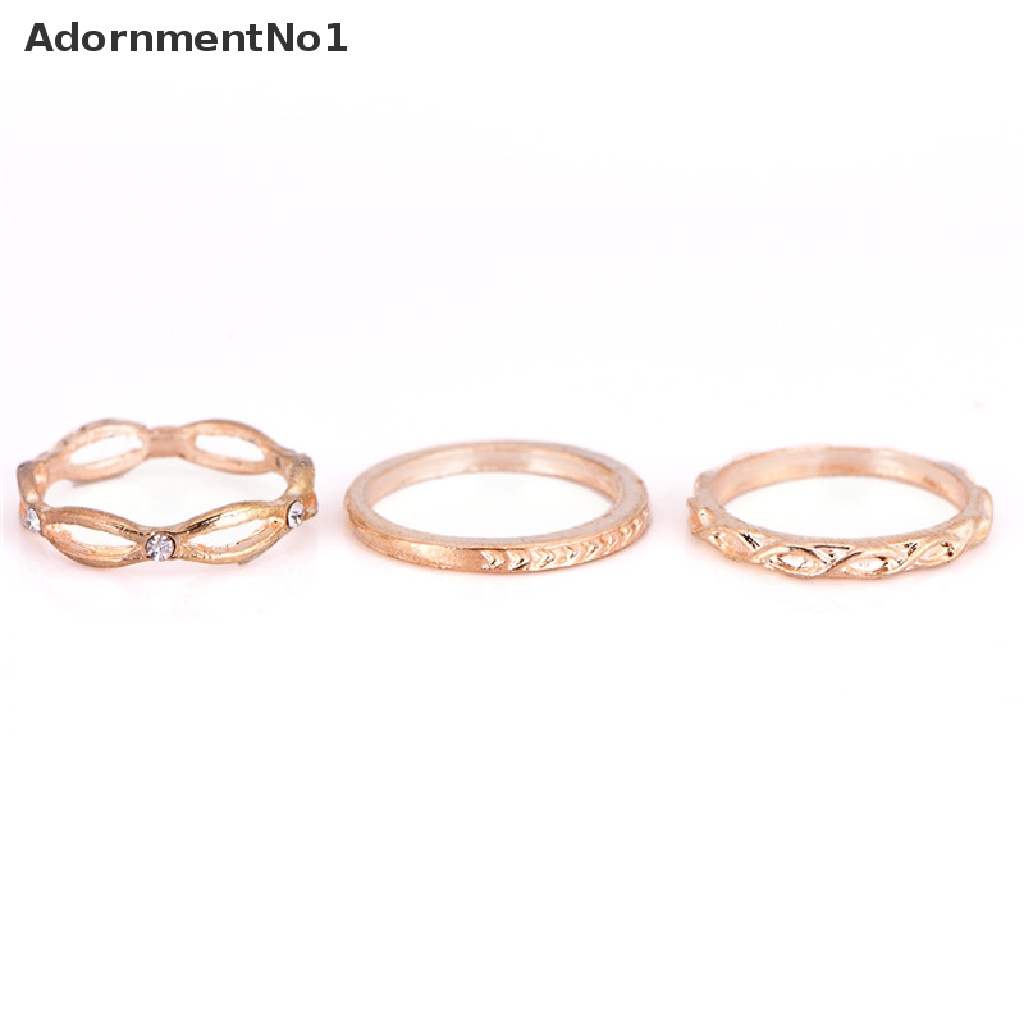 (AdornmentNo1) 12pcs / Set Cincin Buku Jari Aneka Bentuk Warna Gold Gaya Vintage Punk Untuk Wanita