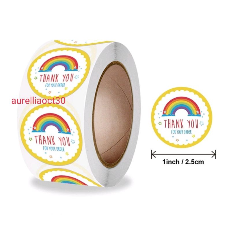 

Sticker Label Thank You Pelangi Untuk Online Shop Packaging | 2.5cm Aesthetic Rainbow