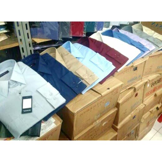 Kemeja Pria Boss Xxl Polos Warna 17 - 17.5 Panjang Reguler Best Quality