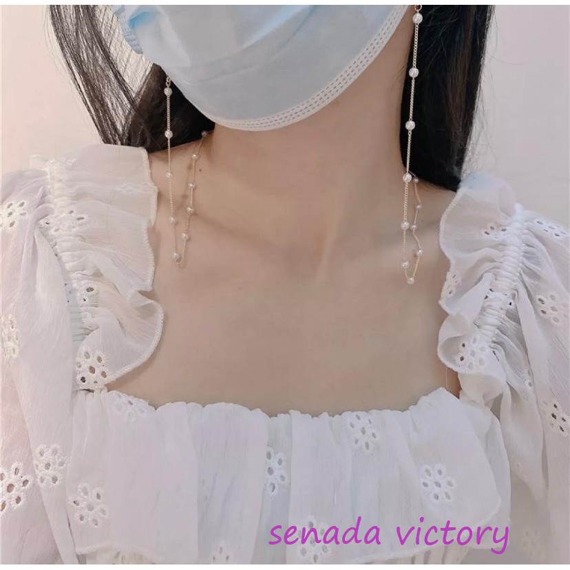 Senada Victory Kalung Strap Masker Tali Konektor Mutiara Aksesoris Cantik SVKM002