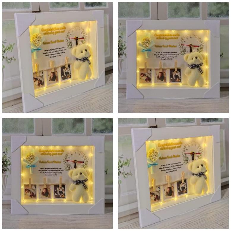 30X25CM JAM DINDING LAMPU TUMBLR TUMBLER LED SCRAP BOX BINGKAI FRAME FOTO POLAROID BONEKA HADIAH KAD