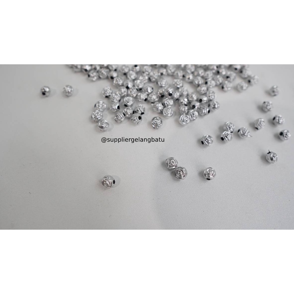 Aksesoris spacer BUNGA BULAT 6mm SILVER batas aksesoris gelang kalung