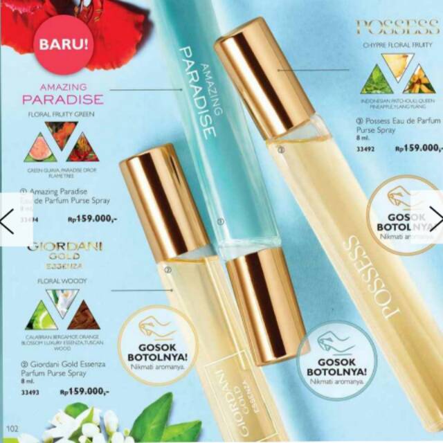 Purse Spray Parfum Oriflame Giordani Gold Essenza Posses Amazing Paradise