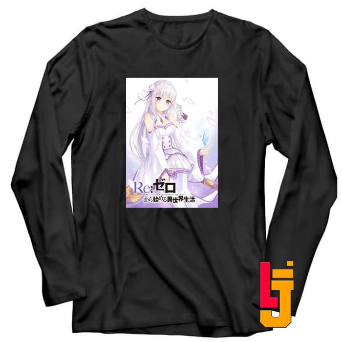 Kaos Anime Baju Pria Wanita Lengan Panjang Emilia re zero ReZero 2