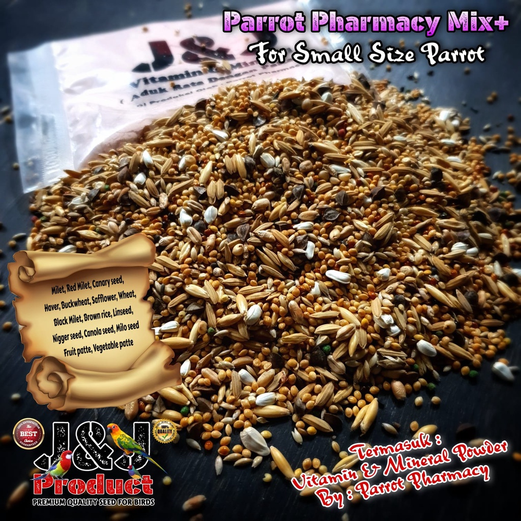 Pakan Ternak lovebird parkit falk J&J parrot pharmacy mix plus 10kg