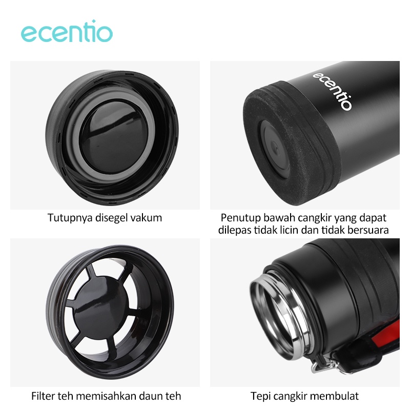 ecentio 1L Termos Air Panas Dingin Tumbler Besar Bottle Air Panas Anti Bocor Stainless Termos Minum Botol Minum