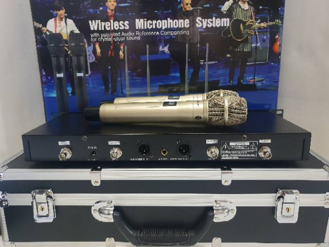 MIC WIRELESS SHURE QLXD/KSM9 4 ANTENA FREE KOPER HANDHELD MULTI CHANNEL