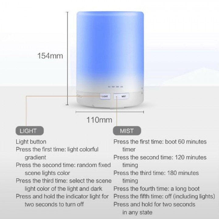 Aroma Essential Oil Diffuser Ultrasonic Air Humidifier 7 Color Changing 300ml