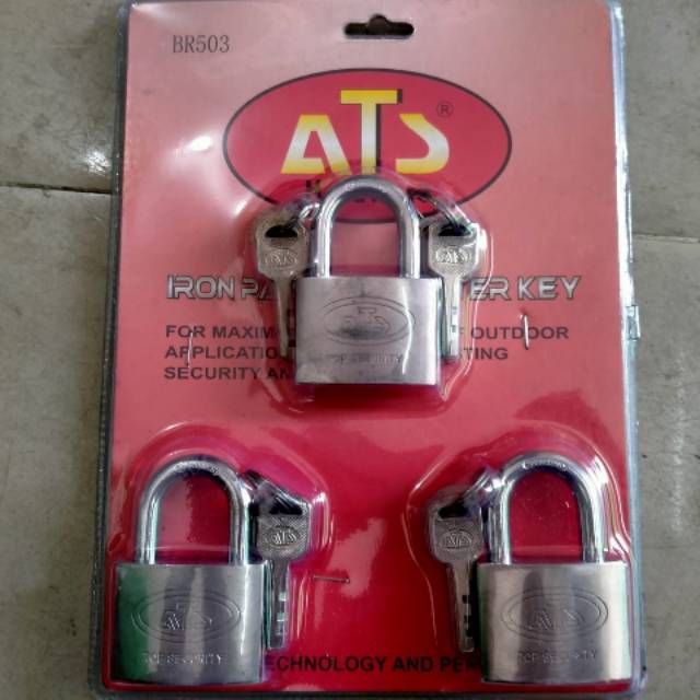 Gembok Master Key 50mm x 3pcs/GEMBOK SET ATS MASTER KEY 50MM S (BR503) /GEMBOK GUDANG WARUNG PAGAR RUMAH GEROBAK SEPEDA GEMBOK SERBAGUNA BERKUALITAS PER SET