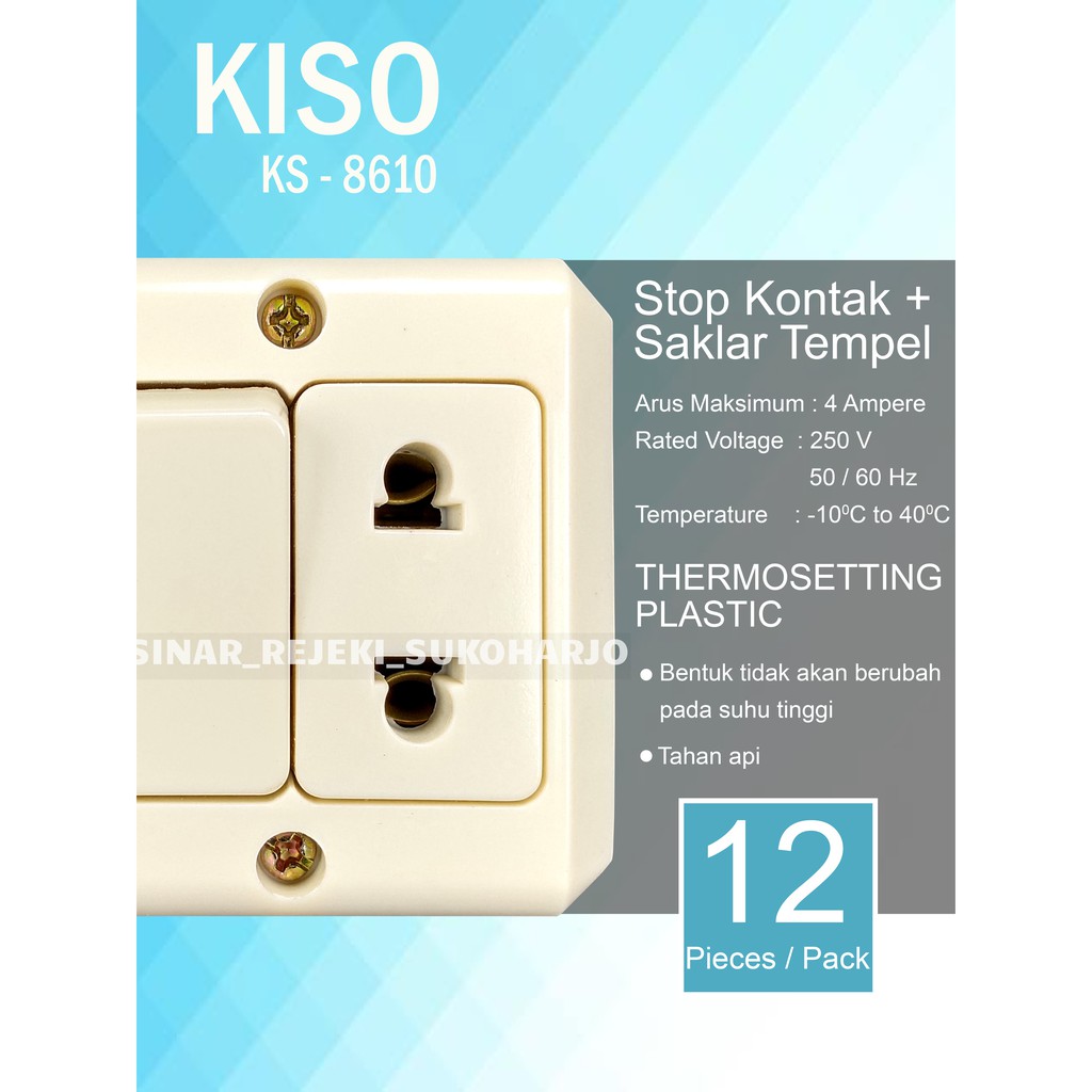 KISO Saklar &amp; Stop Kontak Tempel Kotak Segi / OB CREAM Kombinasi