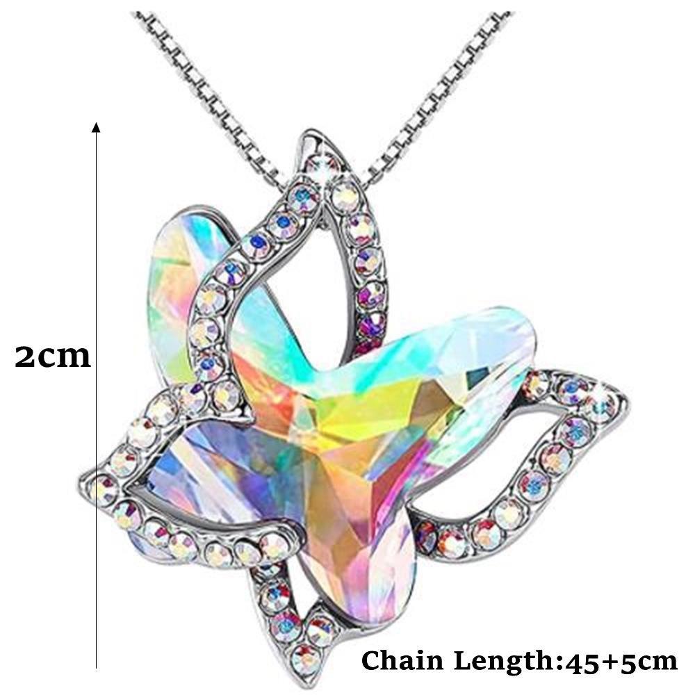 Lily Butterfly Kalung Aksesoris Pernikahan Untuk Wanita Gadis Perhiasan Hadiah Shiny Butterfly