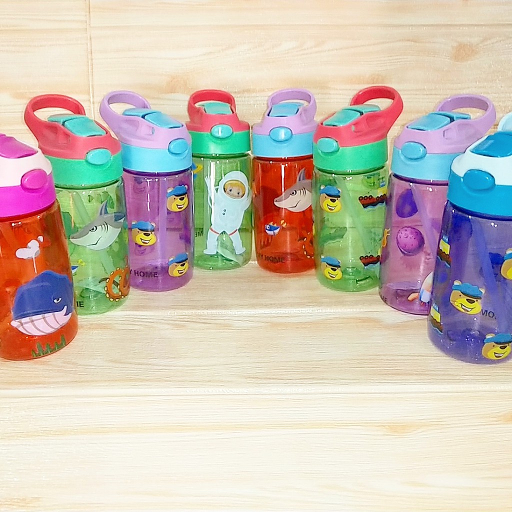 Mikusoo Botol Minum Anak Ukuran Besar Motif Ocean World dengan Sedotan BPA FREE 480ml B818