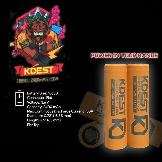 BATERAI 18650 AUTHENTIC KDEST 2400MAH 50A