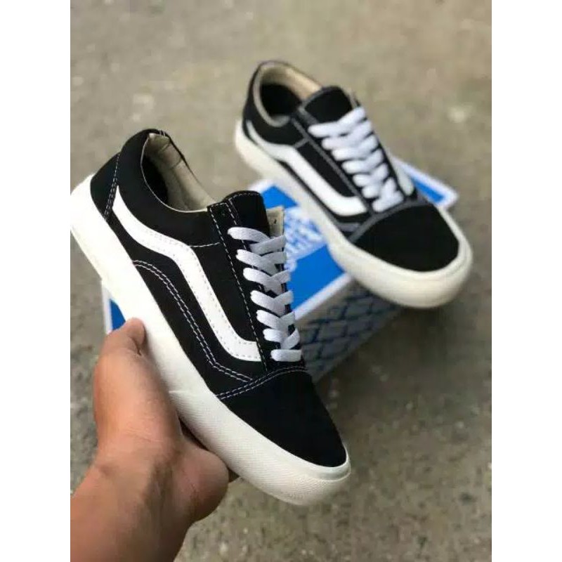 SEPATU VANS OLDSKOOL BLACK WHITE OG VAULT WAFFLE DT DOUBLE FOXING BNIB