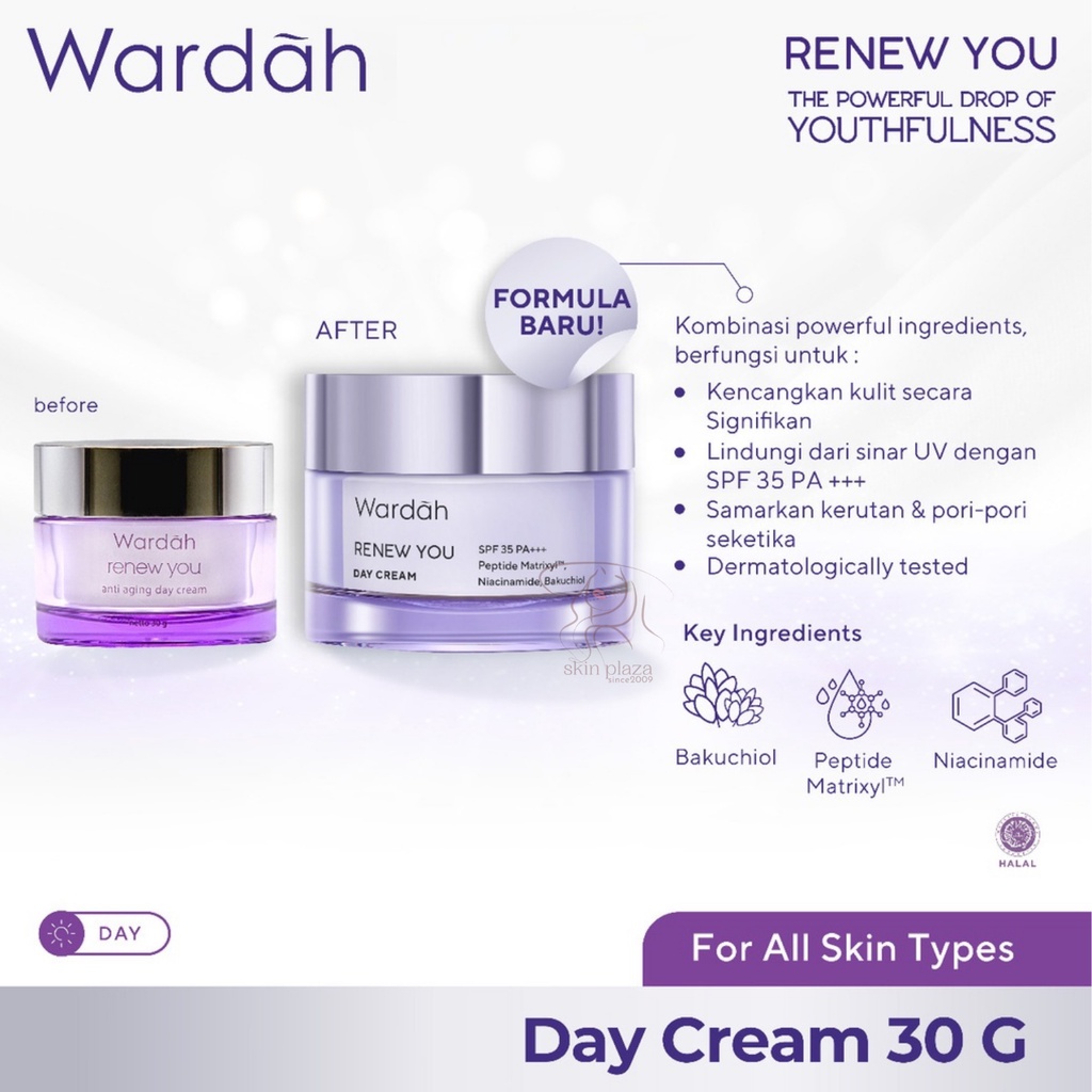 Wardah Renew You Series Anti Aging Intensive Serum | Day Cream | Night Cream | Facial Wash BPOM