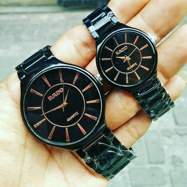JAM TANGAN RADO COUPLE RB213 HITAM-GOLD