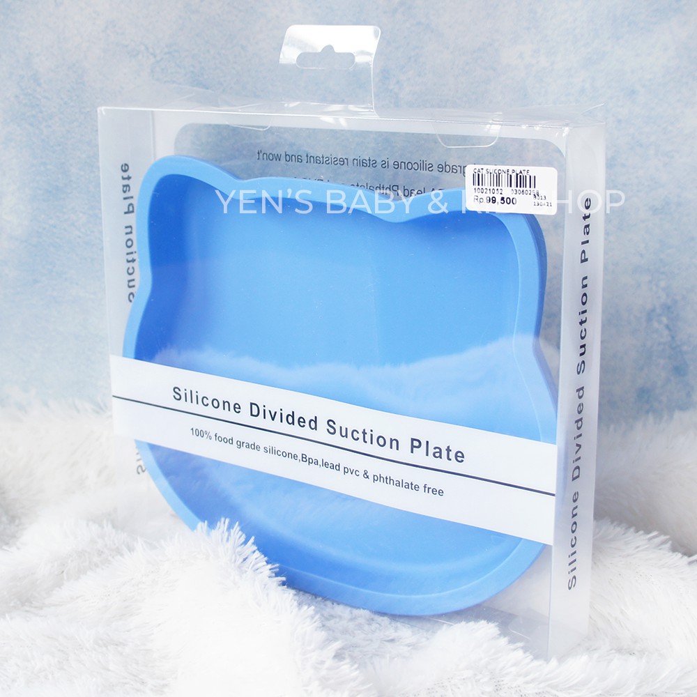 Bebiso Silicone Divided Suction Plate Cat / Piring Silicone Tempat Makan Bayi Bentuk Kucing