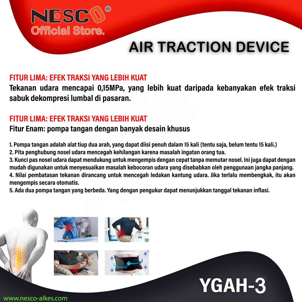 ALAT FISIOTERAPI, ALAT TERAPI NYERI PINGGANG/PUNGGUNG NESCO,  LUMBAR AIR TRACTION DEVICE YGAH-3