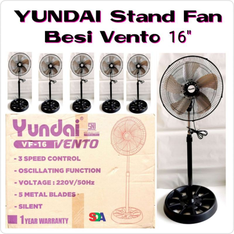 Yundai Stand Fan Kipas Angin Berdiri Lantai Besi Vento 16 inch