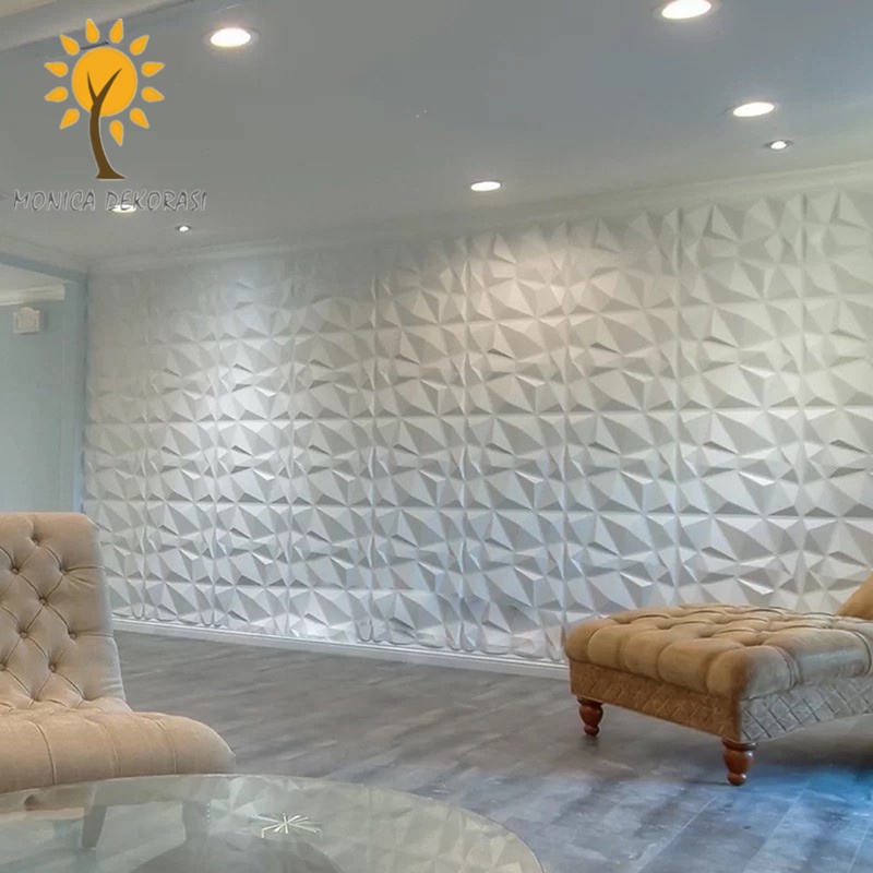  Wallpaper Foam 3D Batik Panel Diamond Triangle Dinding Sticker Dekorasi Dinding Kamar Rumah High Quality-2
