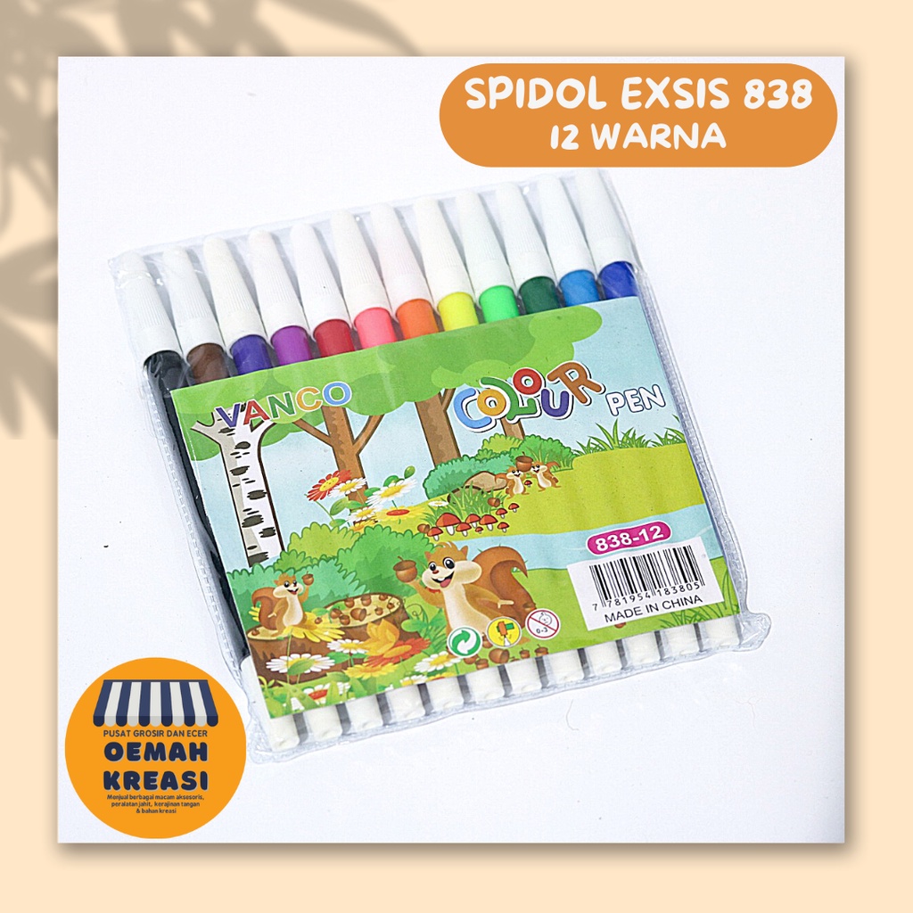 

SPIDOL 12 WARNA EXSIS / COLOUR PEN / SPIDOL 12W EX-838 EXSIS