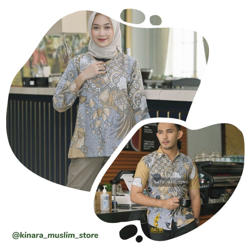ARKANZA | BATIK COUPLE MODERN TERBARU BATIK PRABUSENO KATUN PRINTING HANDMADE KEMEJA PRIA SLIMFIT LE