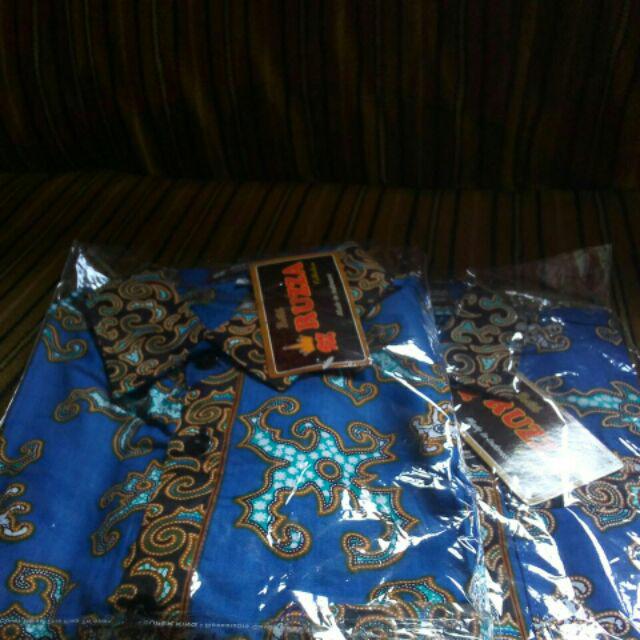 Ruzza Batik Anak Kemeja Motif Jahe Biru Hem Seragam
