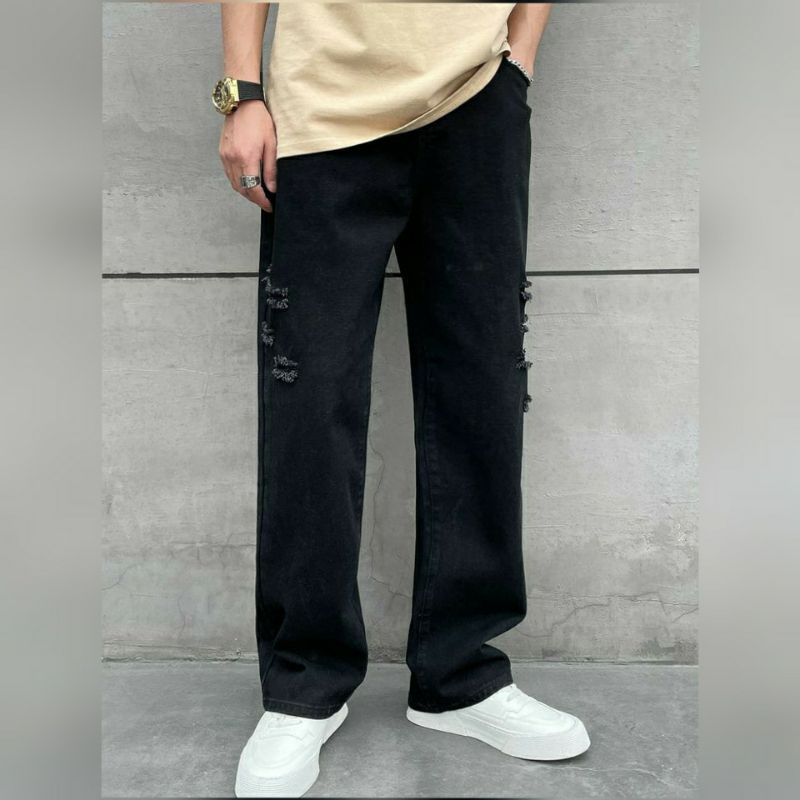 CELANA SOBEK PRIA RIPPED JEANS STANDAR REGULER BASIC ROBEK 27-38