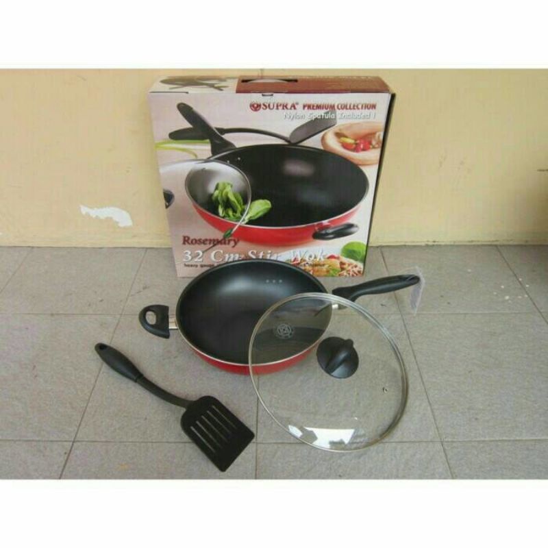 Alat Penggorengan/Stir wok supra 32cm+Tutup