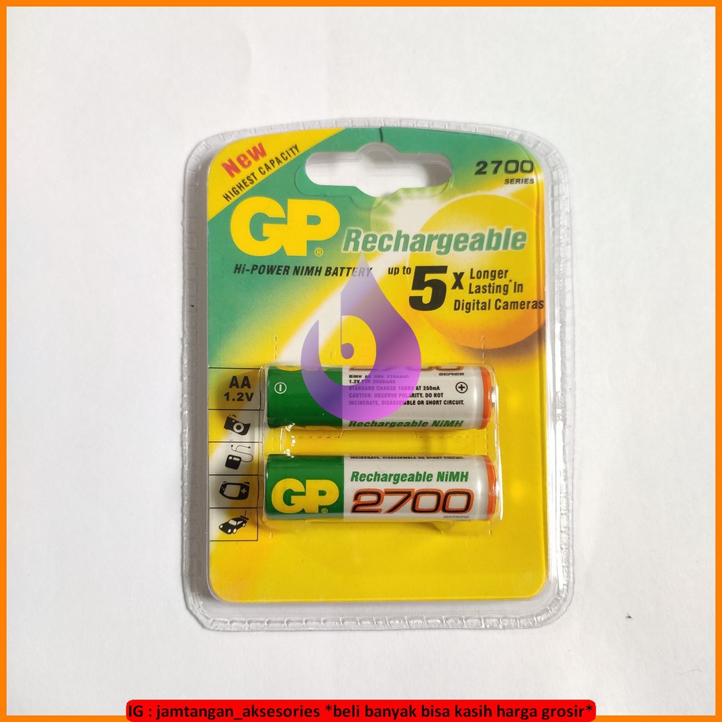 ASLI batu Battery baterai A2 AA GP 2700 isi ulang Rechargeable