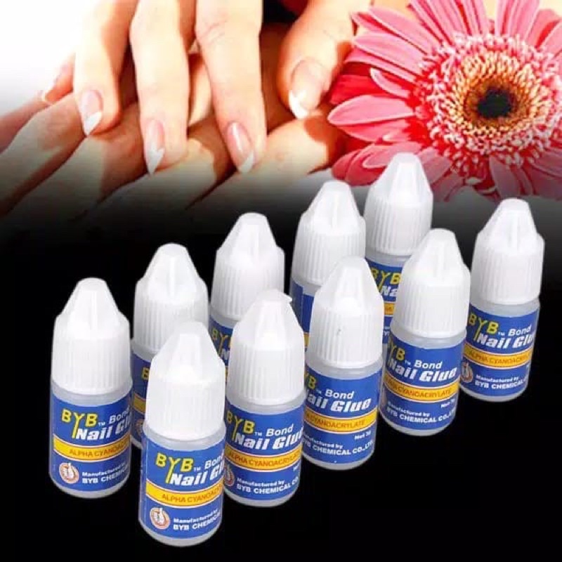 LEM BYB BLUE NAIL ADHESIVE LEM AKSESORIS KUKU PALSU FAKE NAIL GLUE 3gr