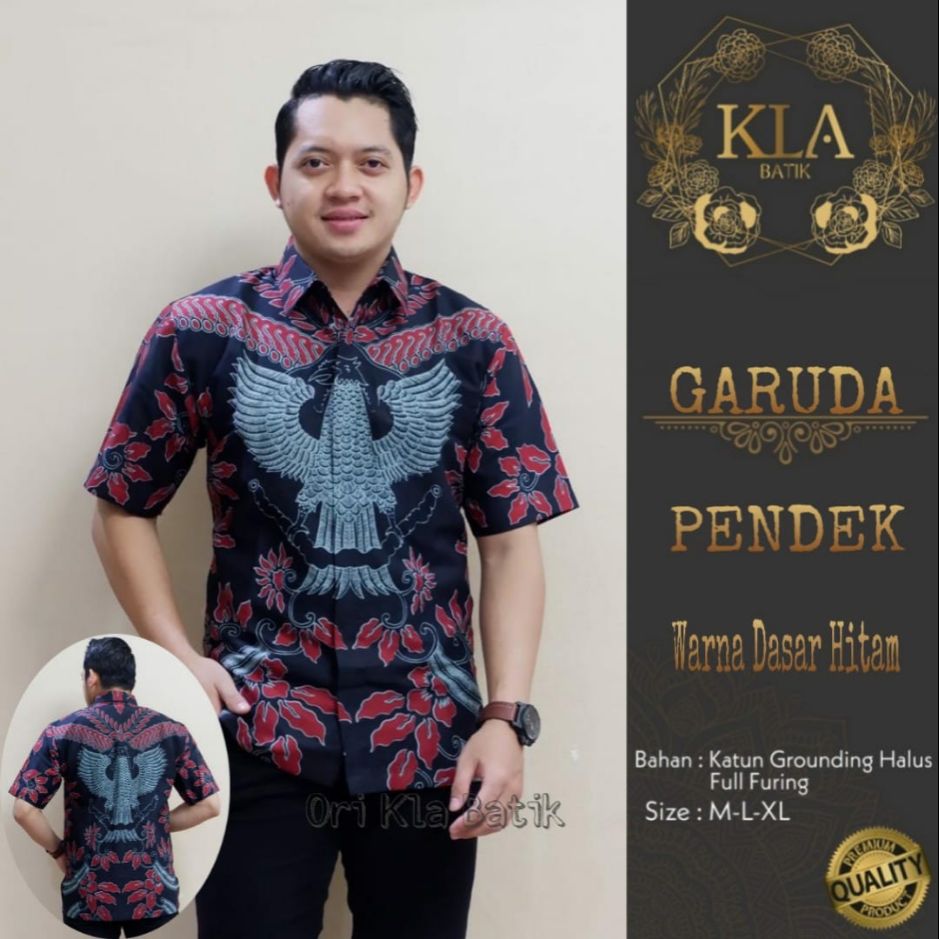 Kemeja Batik Lengan Pendek Terbaru Baju Batik Pendek Motif GARUDA Hem Batik Pria