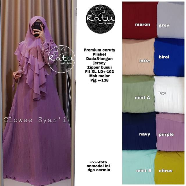 RHS ~ clowee syari gamis pesta syari premium jumbo busui ori solo by ratu hijab