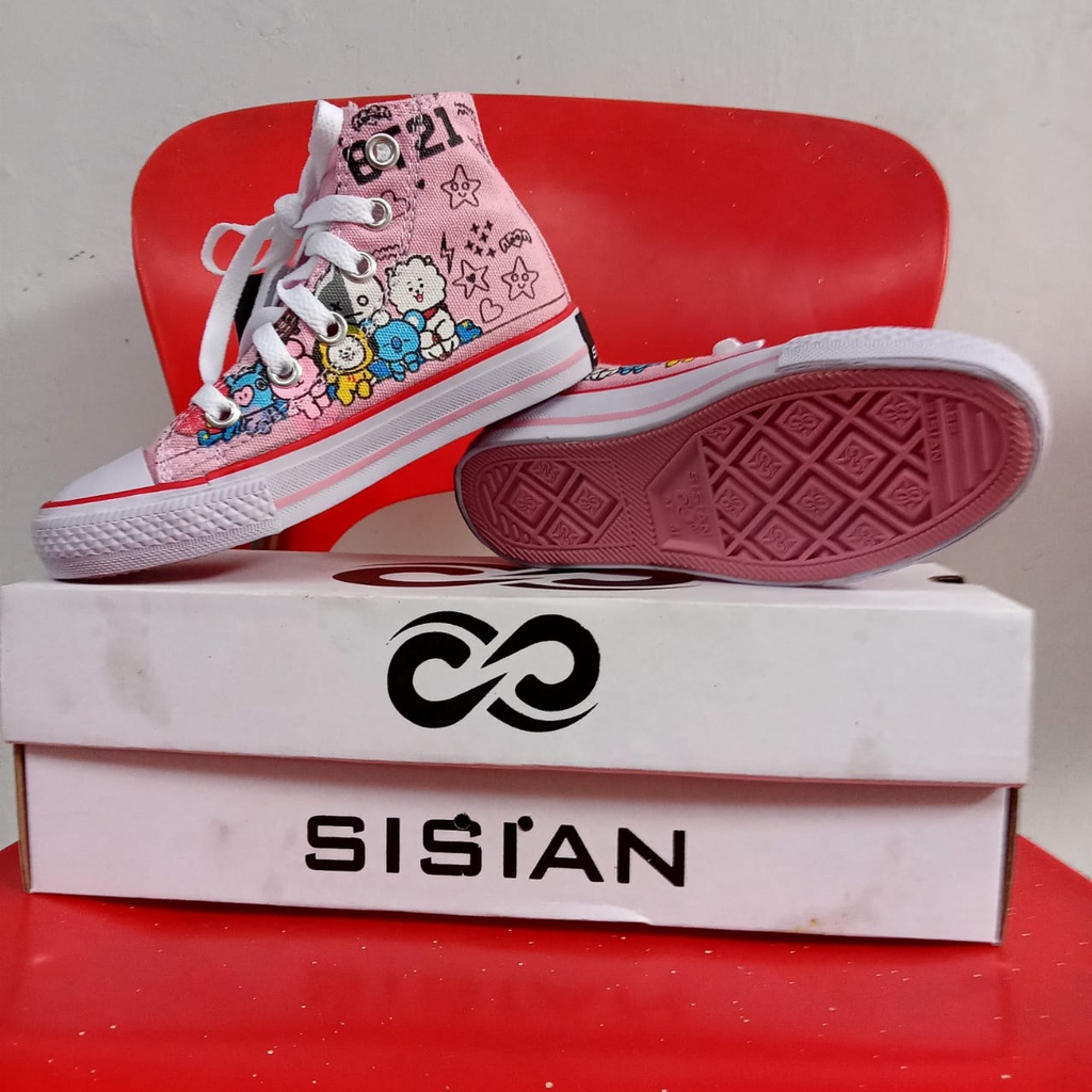 SEPATU SISIAN BTS KOREA BT21 ARMY BOOT USIA 5, 6, 7, 8, 9, 10, 11, 12 TAHUN SEPATU ANAK PEREMPUAN SE