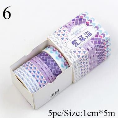 

[[BISA COD]] Japanese Washi Tape - Geometry Dot Series (5pcs) - ENAM NEW Kode 446