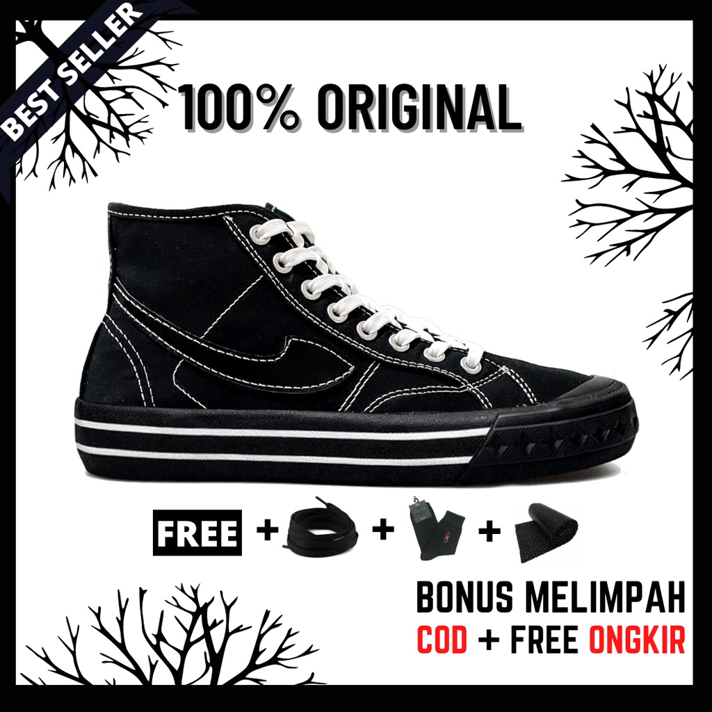 100% Original Sepatu Lokal Casual Black Oreo Hi | Not Compass Retrograde High