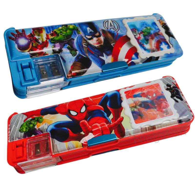 Kotak Pensil Kalkulator Serutan Motif Pony Frozen BTS BT21 Unicorn  Avengers Spiderman-RANDOM COWOK